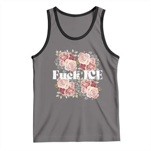 Floral Protest Against Ice Tank Top Justice and Freedom Political Resistance TS02 Deep Heather Black Print Your Wear