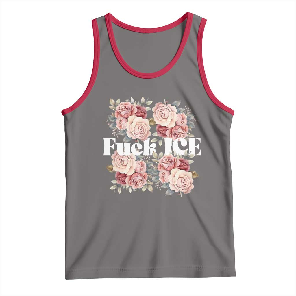 Floral Protest Against Ice Tank Top Justice and Freedom Political Resistance TS02 Deep Heather Red Print Your Wear
