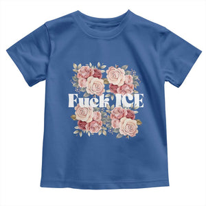 Floral Protest Against Ice Toddler T Shirt Justice and Freedom Political Resistance TS02 Royal Blue Print Your Wear