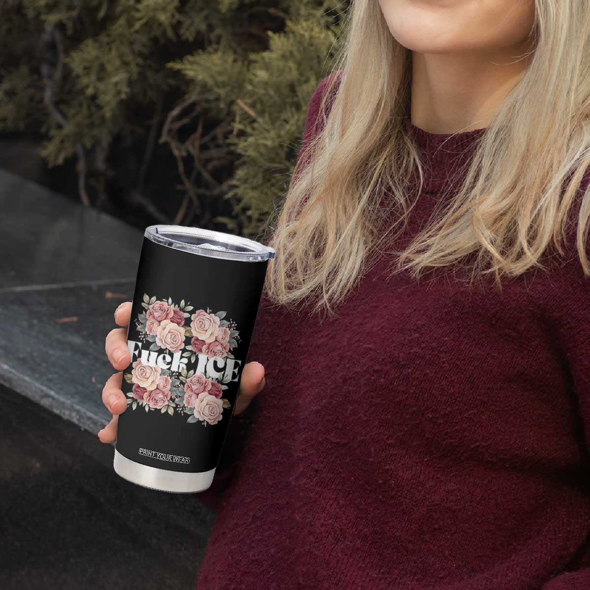 Floral Protest Against Ice Tumbler Cup Justice and Freedom Political Resistance TS02 Print Your Wear
