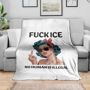 F Ice No Human Is Illegal Throw Blanket Feminist Pop Art Against Ice Protest Resistance TS02 Print Your Wear