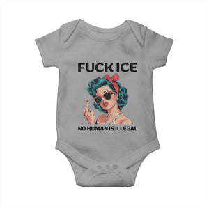 F Ice No Human Is Illegal Baby Onesie Feminist Pop Art Against Ice Protest Resistance TS02 Sport Gray Print Your Wear
