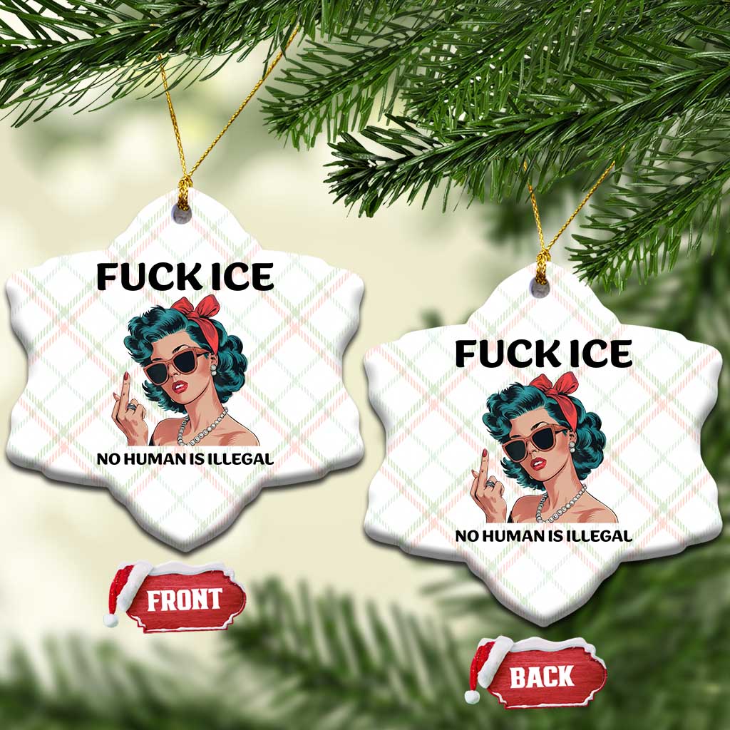 F Ice No Human Is Illegal Ceramic Ornament Feminist Pop Art Against Ice Protest Resistance TS02 Print Your Wear