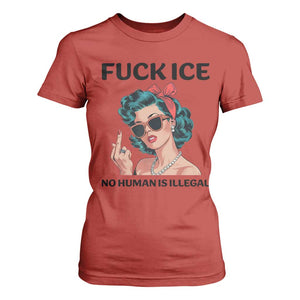 F Ice No Human Is Illegal T Shirt For Women Feminist Pop Art Against Ice Protest Resistance TS02 Red Print Your Wear