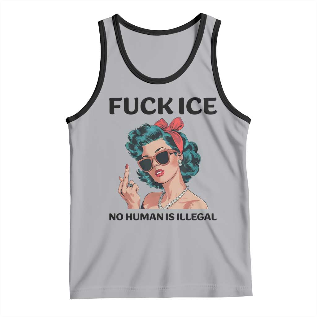 F Ice No Human Is Illegal Tank Top Feminist Pop Art Against Ice Protest Resistance TS02 Athletic Heather Black Print Your Wear