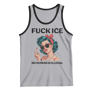 F Ice No Human Is Illegal Tank Top Feminist Pop Art Against Ice Protest Resistance TS02 Athletic Heather Black Print Your Wear