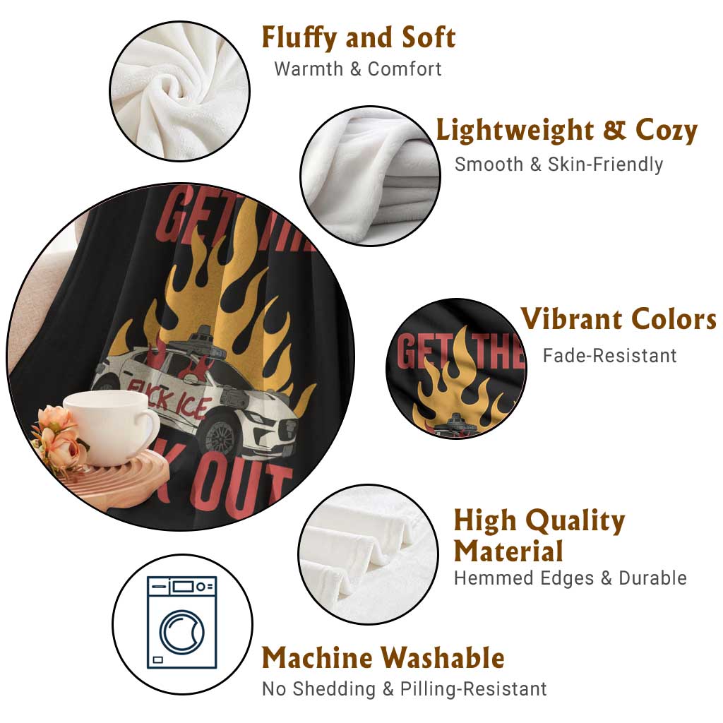 Ice Get the F Out Burning Car Graphic Throw Blanket Against Ice Protest Resistance TS02 Print Your Wear