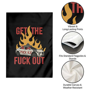 Ice Get the F Out Burning Car Graphic Garden Flag Against Ice Protest Resistance TS02 Print Your Wear