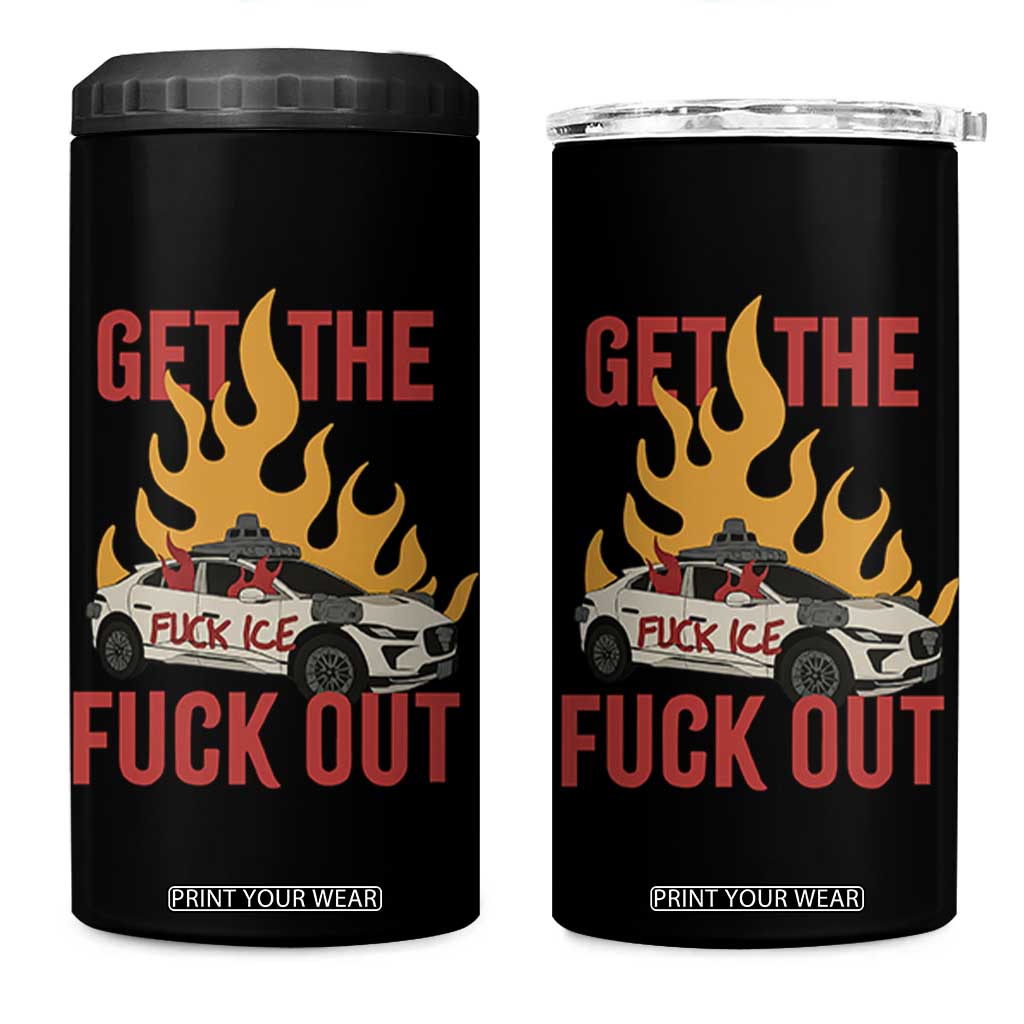 Ice Get the F Out Burning Car Graphic 4 in 1 Can Cooler Tumbler Against Ice Protest Resistance TS02 One Size: 16 oz Black Print Your Wear