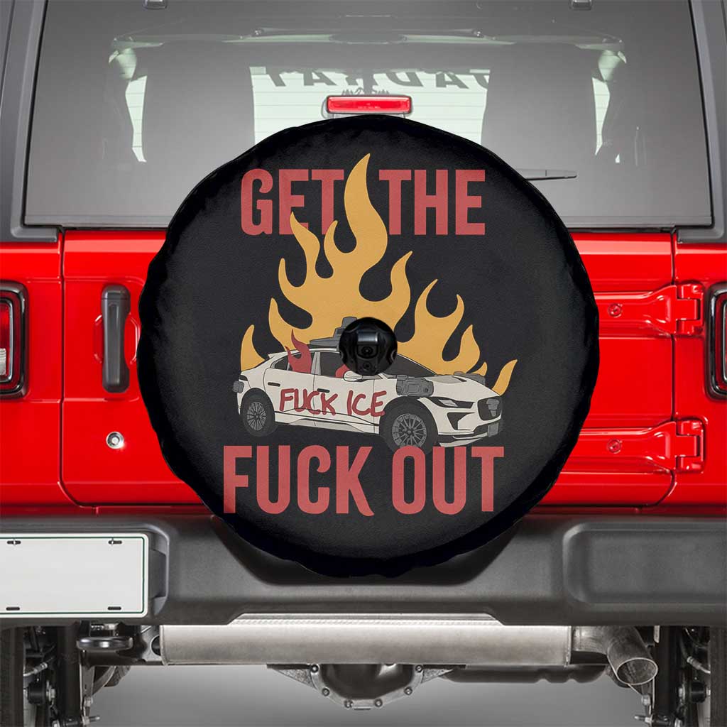 Ice Get the F Out Burning Car Graphic Spare Tire Cover Against Ice Protest Resistance TS02 Black Print Your Wear