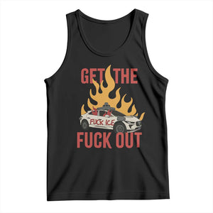Ice Get the F Out Burning Car Graphic Tank Top Against Ice Protest Resistance TS02 Black Print Your Wear