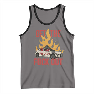 Ice Get the F Out Burning Car Graphic Tank Top Against Ice Protest Resistance TS02 Deep Heather Black Print Your Wear