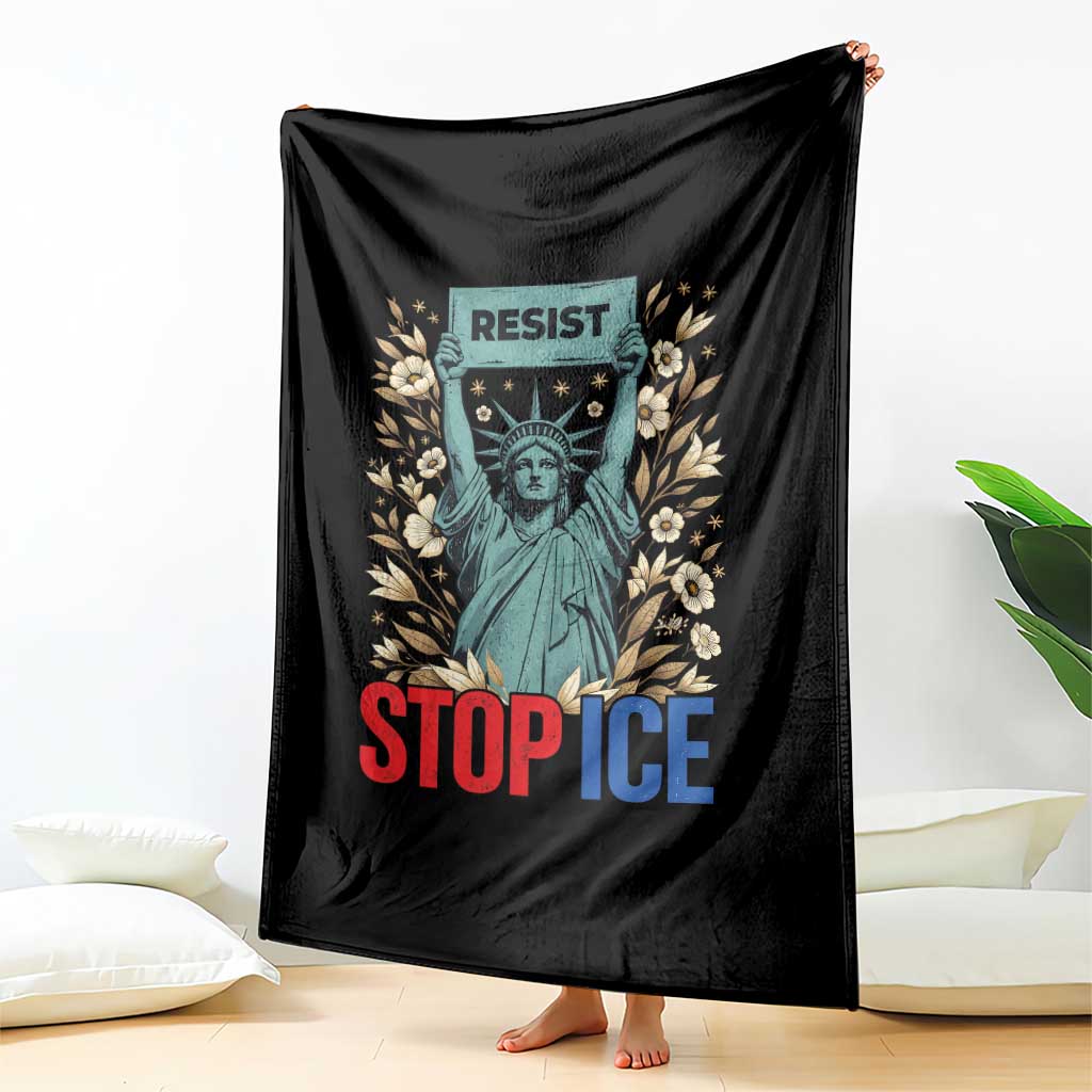 Statue of Liberty Resist Stop Ice Throw Blanket Floral Activist for Justice and Freedom TS02 Print Your Wear
