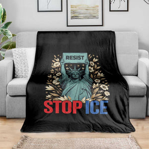 Statue of Liberty Resist Stop Ice Throw Blanket Floral Activist for Justice and Freedom TS02 Print Your Wear