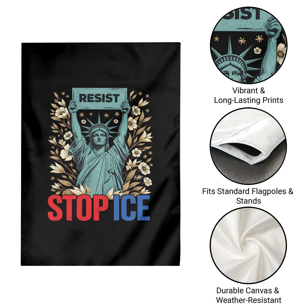 Statue of Liberty Resist Stop Ice Garden Flag Floral Activist for Justice and Freedom TS02 Print Your Wear