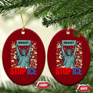 Statue of Liberty Resist Stop Ice Ceramic Ornament Floral Activist for Justice and Freedom TS02 Print Your Wear