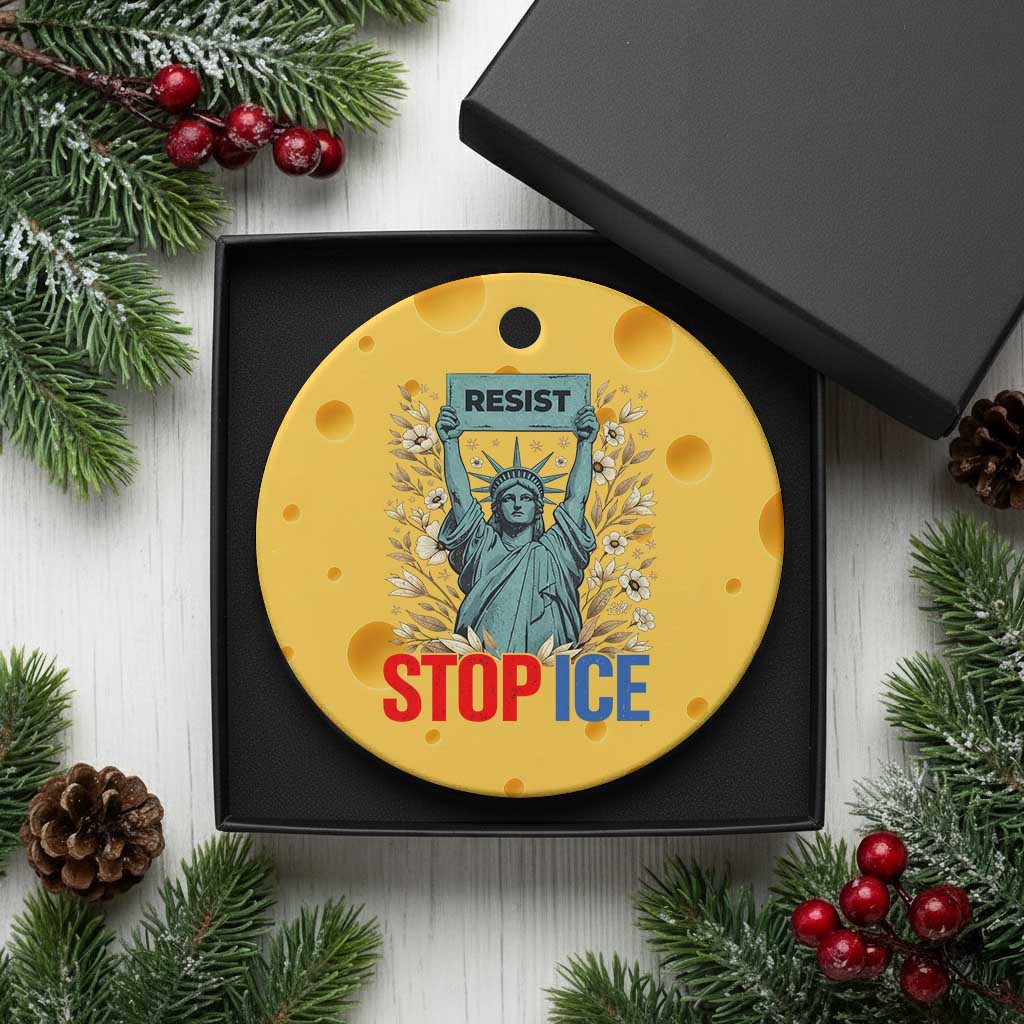 Statue of Liberty Resist Stop Ice Ceramic Ornament Floral Activist for Justice and Freedom TS02 1pc Yellow Cheese Print Your Wear