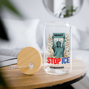 Statue of Liberty Resist Stop Ice Glass Can Floral Activist for Justice and Freedom TS02 Print Your Wear