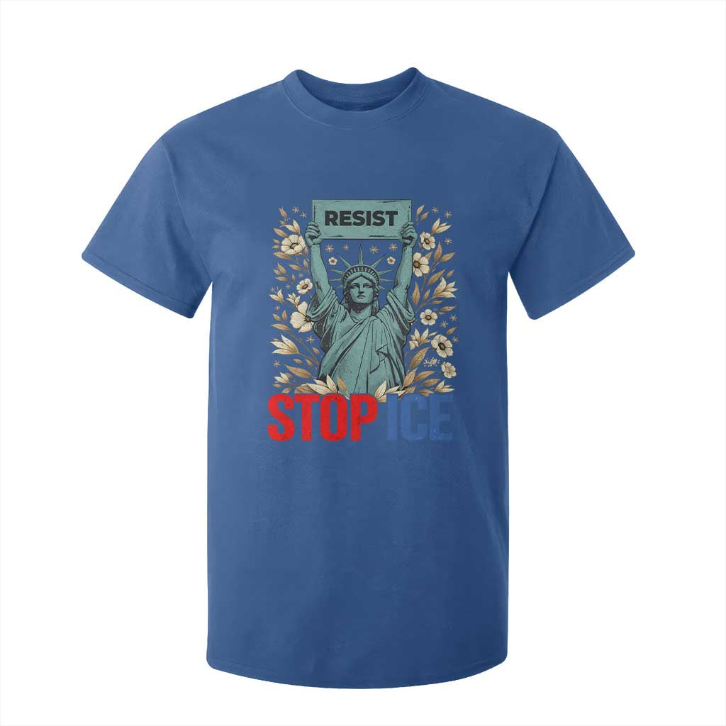 Statue of Liberty Resist Stop Ice T Shirt For Kid Floral Activist for Justice and Freedom TS02 Royal Blue Print Your Wear
