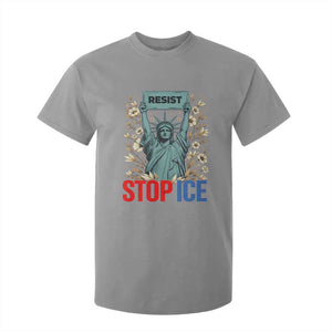 Statue of Liberty Resist Stop Ice T Shirt For Kid Floral Activist for Justice and Freedom TS02 Sport Gray Print Your Wear