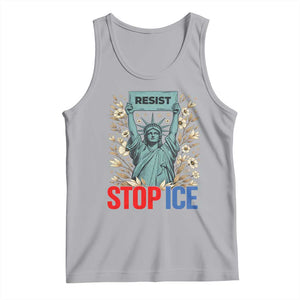 Statue of Liberty Resist Stop Ice Tank Top Floral Activist for Justice and Freedom TS02 Athletic Heather Print Your Wear