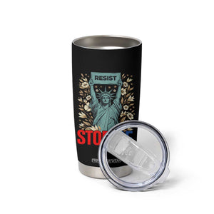 Statue of Liberty Resist Stop Ice Tumbler Cup Floral Activist for Justice and Freedom TS02 Print Your Wear