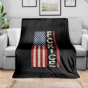 F Ice Retro Distressed American Flag Throw Blanket Patriotic Against Ice Justice Protest Resistance TS02 Print Your Wear