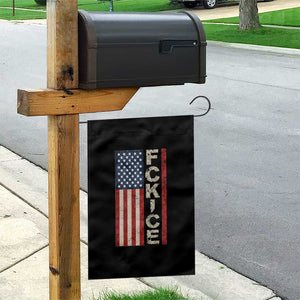 F Ice Retro Distressed American Flag Garden Flag Patriotic Against Ice Justice Protest Resistance TS02 Print Your Wear