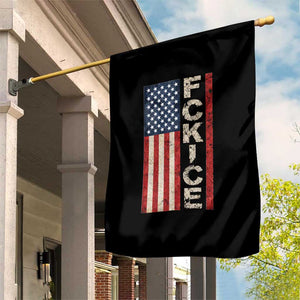 F Ice Retro Distressed American Flag Garden Flag Patriotic Against Ice Justice Protest Resistance TS02 Print Your Wear