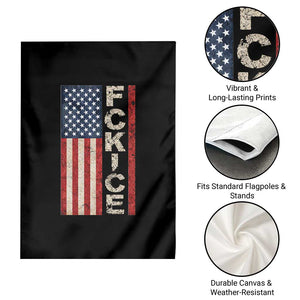 F Ice Retro Distressed American Flag Garden Flag Patriotic Against Ice Justice Protest Resistance TS02 Print Your Wear