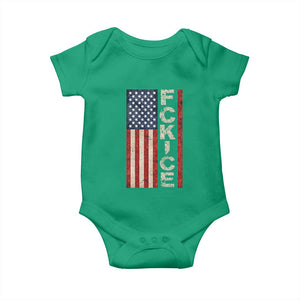 F Ice Retro Distressed American Flag Baby Onesie Patriotic Against Ice Justice Protest Resistance TS02 Irish Green Print Your Wear