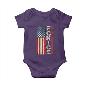 F Ice Retro Distressed American Flag Baby Onesie Patriotic Against Ice Justice Protest Resistance TS02 Purple Print Your Wear