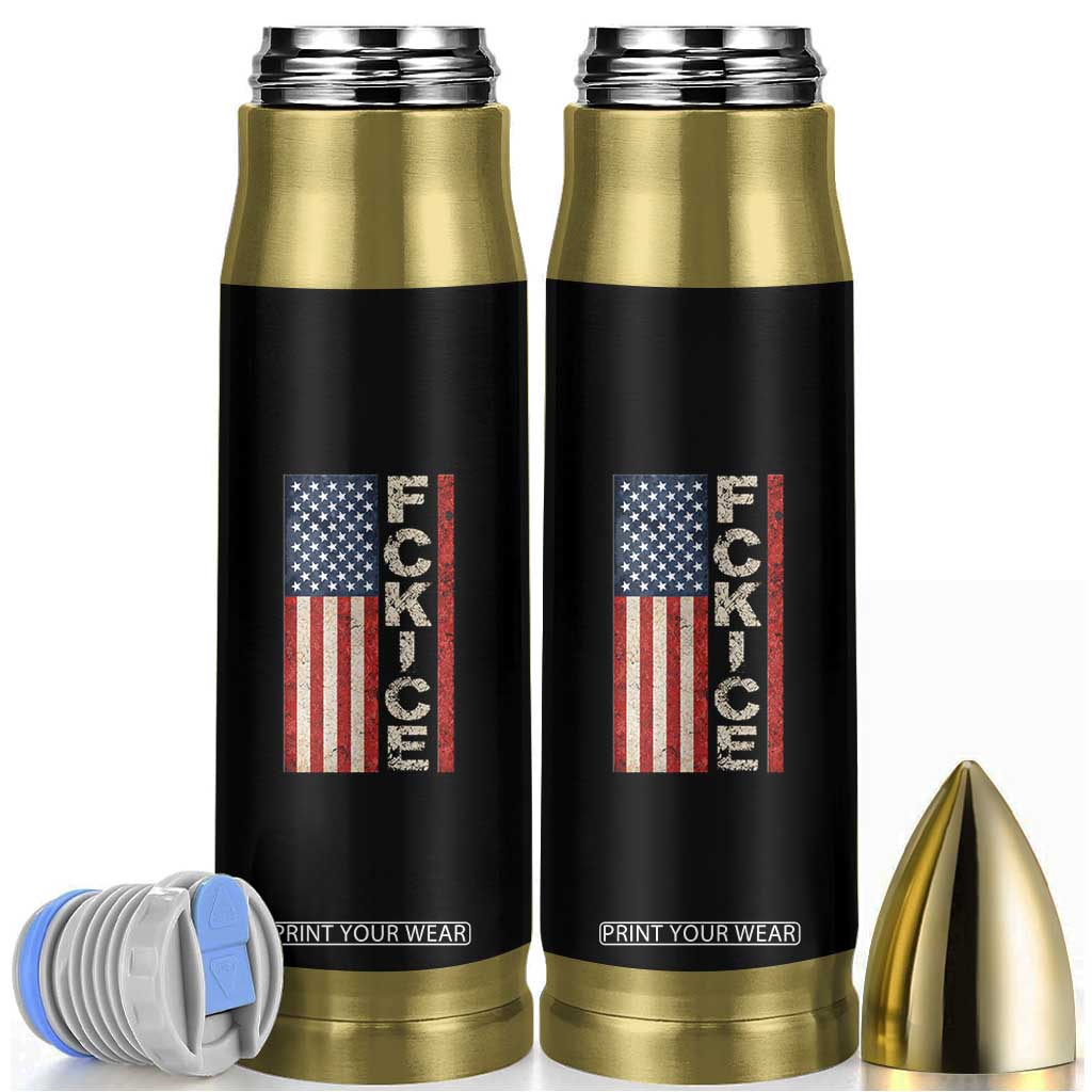 F Ice Retro Distressed American Flag Bullet Tumbler Patriotic Against Ice Justice Protest Resistance TS02 Black Print Your Wear
