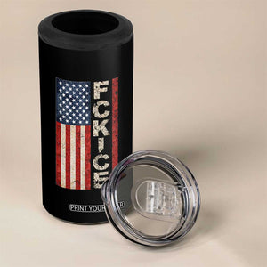 F Ice Retro Distressed American Flag 4 in 1 Can Cooler Tumbler Patriotic Against Ice Justice Protest Resistance TS02 Print Your Wear