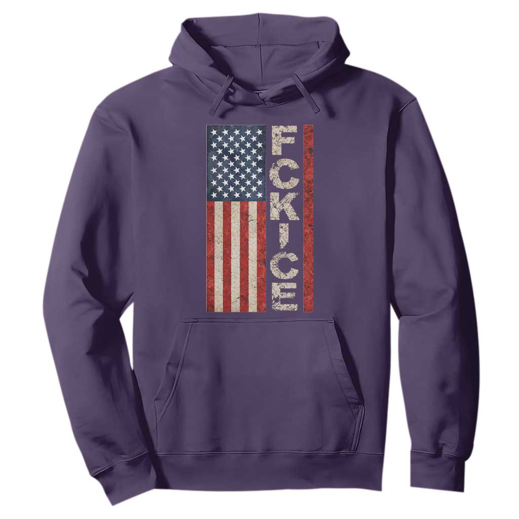 F Ice Retro Distressed American Flag Hoodie Patriotic Against Ice Justice Protest Resistance TS02 Purple Print Your Wear