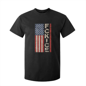 F Ice Retro Distressed American Flag T Shirt For Kid Patriotic Against Ice Justice Protest Resistance TS02 Black Print Your Wear