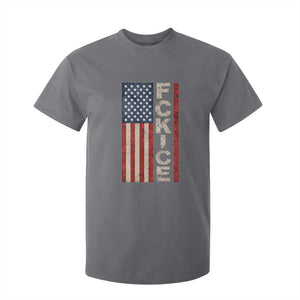 F Ice Retro Distressed American Flag T Shirt For Kid Patriotic Against Ice Justice Protest Resistance TS02 Charcoal Print Your Wear