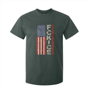 F Ice Retro Distressed American Flag T Shirt For Kid Patriotic Against Ice Justice Protest Resistance TS02 Dark Forest Green Print Your Wear
