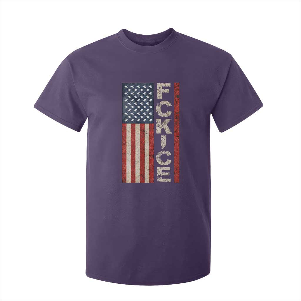 F Ice Retro Distressed American Flag T Shirt For Kid Patriotic Against Ice Justice Protest Resistance TS02 Purple Print Your Wear