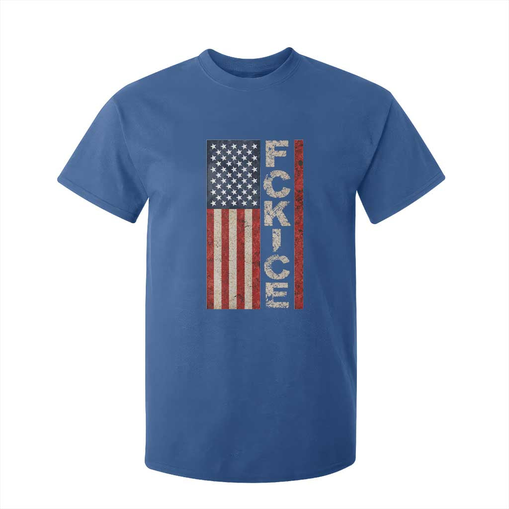 F Ice Retro Distressed American Flag T Shirt For Kid Patriotic Against Ice Justice Protest Resistance TS02 Royal Blue Print Your Wear
