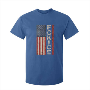 F Ice Retro Distressed American Flag T Shirt For Kid Patriotic Against Ice Justice Protest Resistance TS02 Royal Blue Print Your Wear