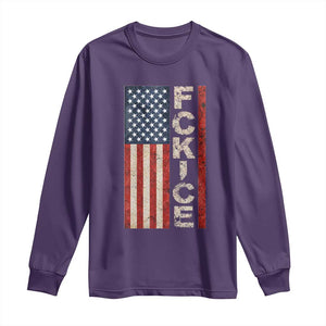 F Ice Retro Distressed American Flag Long Sleeve Shirt Patriotic Against Ice Justice Protest Resistance TS02 Purple Print Your Wear