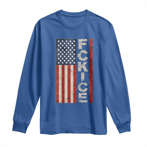 F Ice Retro Distressed American Flag Long Sleeve Shirt Patriotic Against Ice Justice Protest Resistance TS02 Royal Blue Print Your Wear