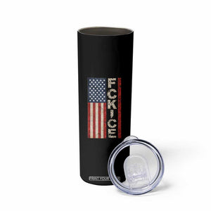 F Ice Retro Distressed American Flag Skinny Tumbler Patriotic Against Ice Justice Protest Resistance TS02 Print Your Wear