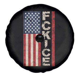 F Ice Retro Distressed American Flag Spare Tire Cover Patriotic Against Ice Justice Protest Resistance TS02 Print Your Wear