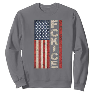 F Ice Retro Distressed American Flag Sweatshirt Patriotic Against Ice Justice Protest Resistance TS02 Charcoal Print Your Wear