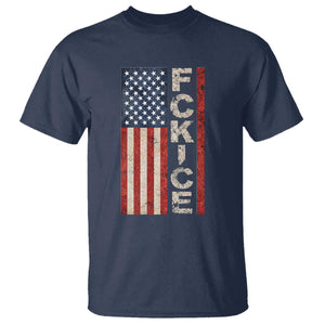 F Ice Retro Distressed American Flag T Shirt Patriotic Against Ice Justice Protest Resistance TS02 Navy Print Your Wear