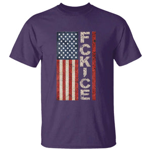 F Ice Retro Distressed American Flag T Shirt Patriotic Against Ice Justice Protest Resistance TS02 Purple Print Your Wear