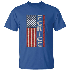 F Ice Retro Distressed American Flag T Shirt Patriotic Against Ice Justice Protest Resistance TS02 Royal Blue Print Your Wear