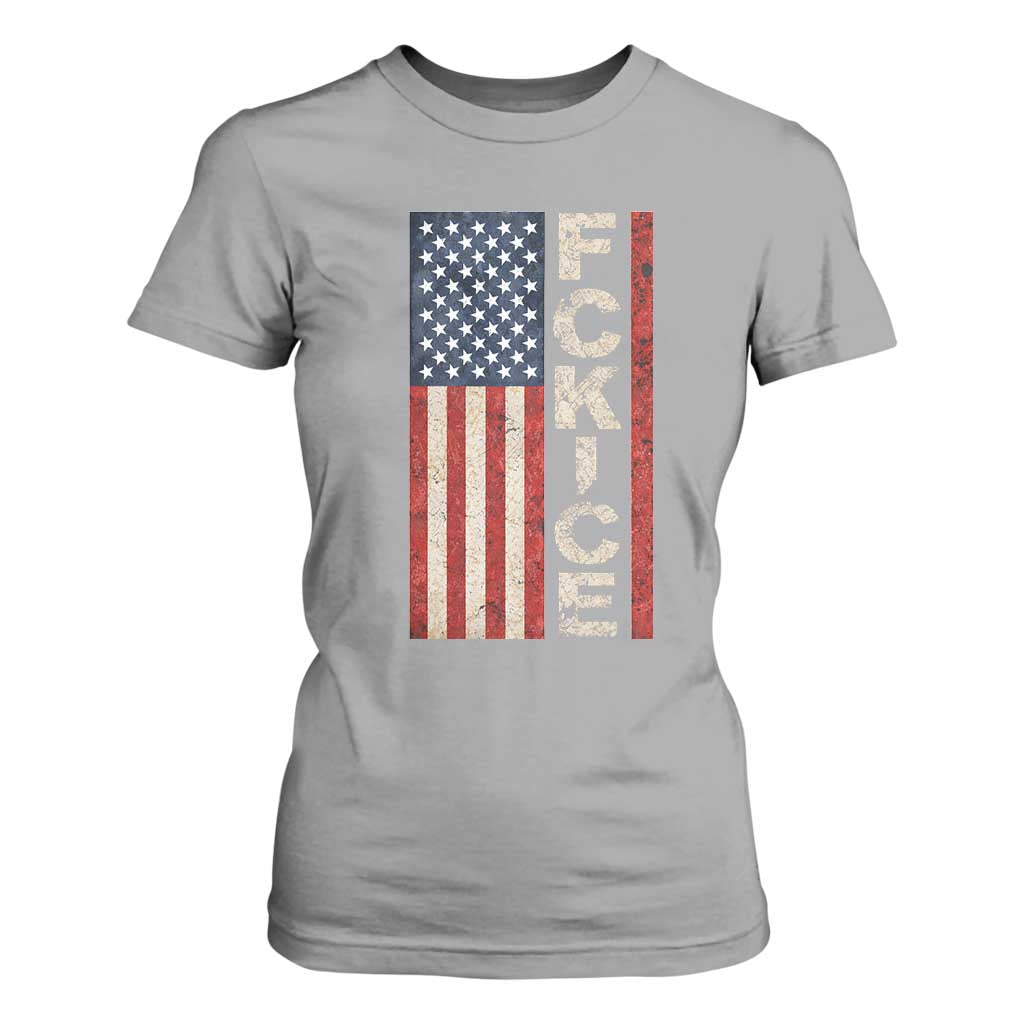 F Ice Retro Distressed American Flag T Shirt For Women Patriotic Against Ice Justice Protest Resistance TS02 Sport Gray Print Your Wear